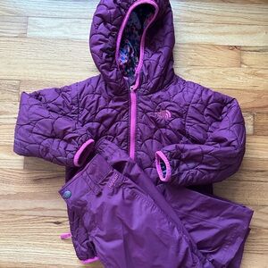 The North Face Girls Size 5 Magenta and Pink Jacket and Matching Snow Pants